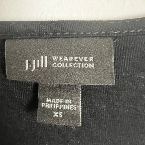 J.Jill Wearever Collection Black Beige Diagonal Stripe Batwing Sleeve Tunic Top - Picture 7 of 9